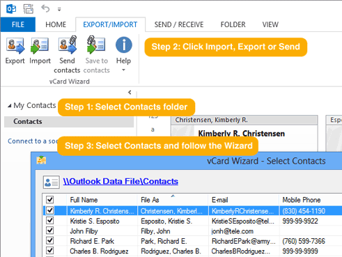 vCard Wizard Contacts Converter vcf convrter for Microsoft Outlook