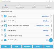  Select sources for contacts exporting 