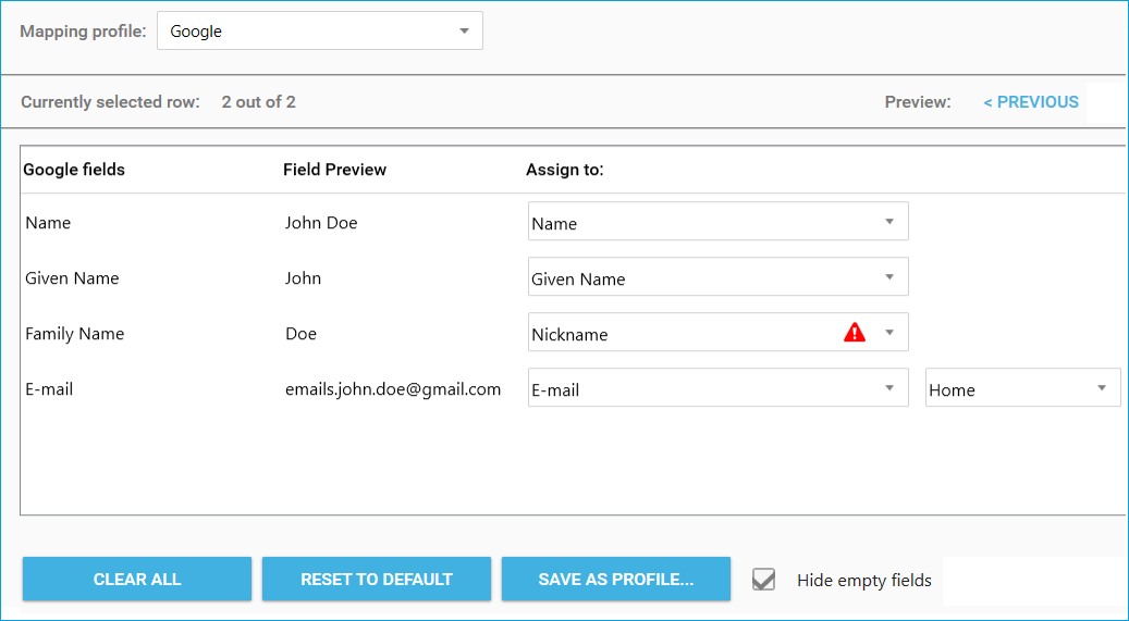 Preview Contacts or any other data in CSV file before transfer