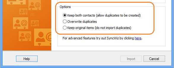 Import vCard files to Contacts Folders (vcf import) and prevent duplicates